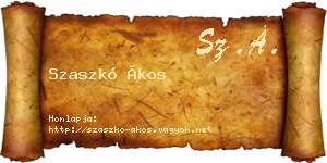 Szaszkó Ákos névjegykártya