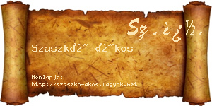 Szaszkó Ákos névjegykártya