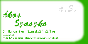 akos szaszko business card